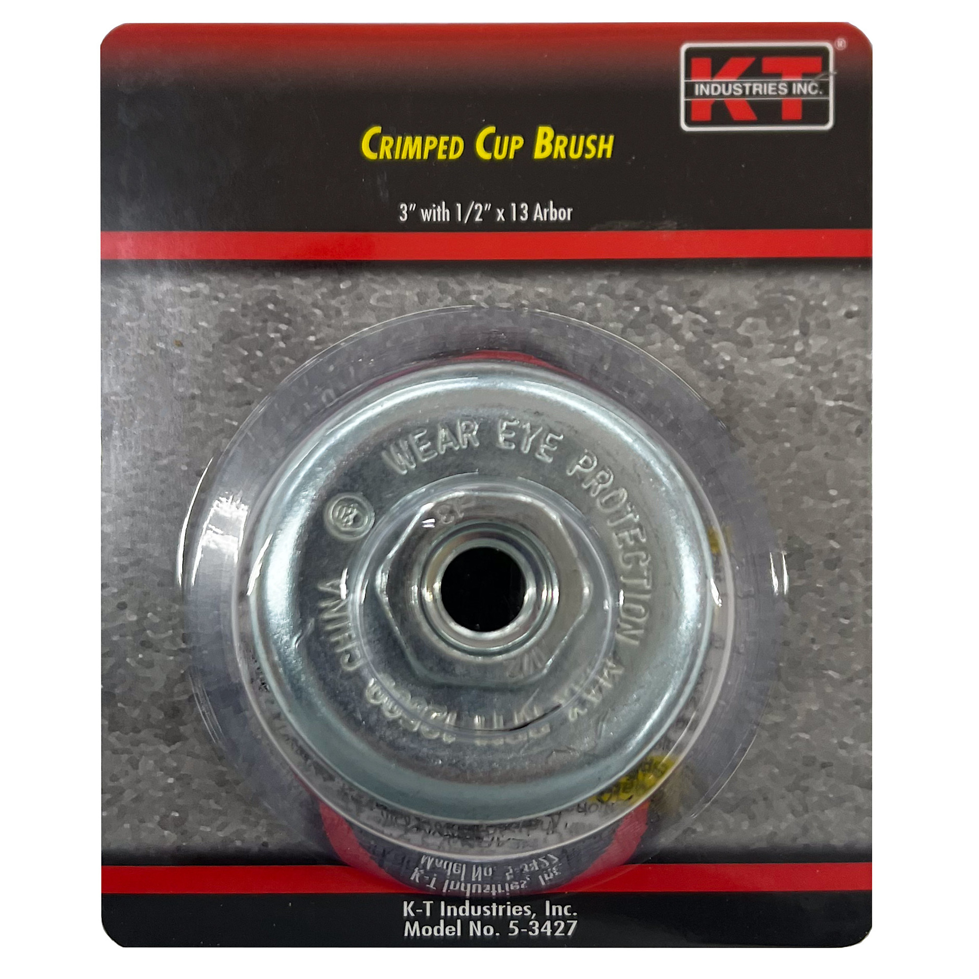 K-T Industries Crimped Cup Brush — 3in., 1/2in.-13 Arbor, 12,500 RPM, Model# 5-3427
